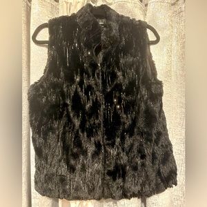 Joan Rivers Gorgeous Black w/Sequins Faux Fur Vest Size M NWOT